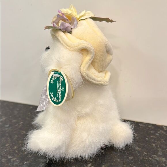 Vintage Bearington Collection Plush White Dog w/floral hat. Size 7” - Picture 3 of 11